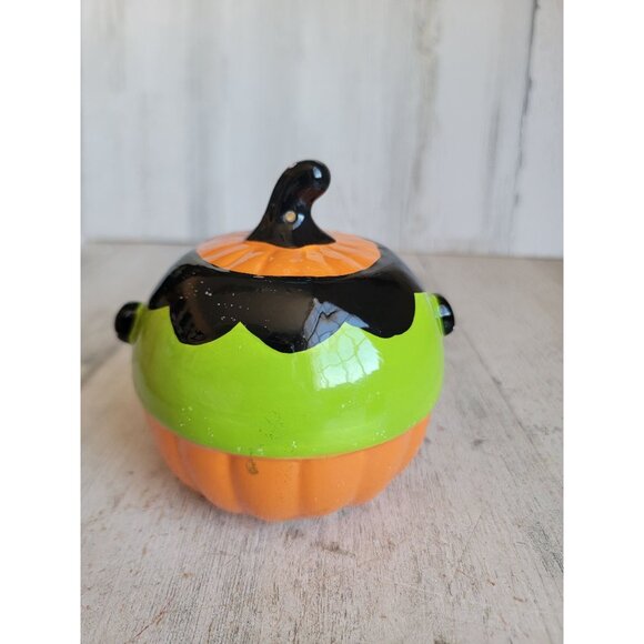 Light up AS IS Frankenstein pumpkin ceramic Halloween home decor figure - Picture 8 of 11